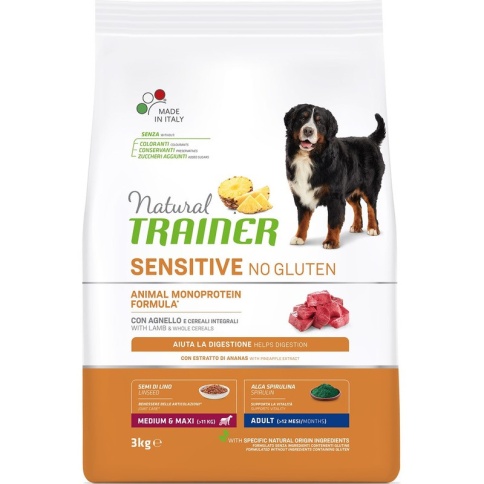 Trainer Natural Sensitive сухой корм для взрослых собак средних и крупных пород без глютена с ягненоком - 3 кг фото 1