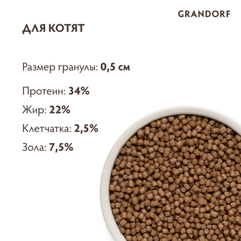 Сухой корм Grandorf Holistic Kitten ягненок с индейкой для котят, 400 г фото 2