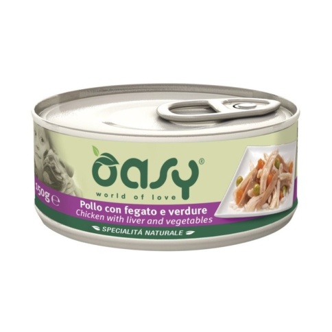Oasy Wet dog Specialita Naturali Chicken Liver Vegetables дополнительное питание для взрослых собак с курицей, печенью и овощами в консервах - 150 г (1 шт) фото 1