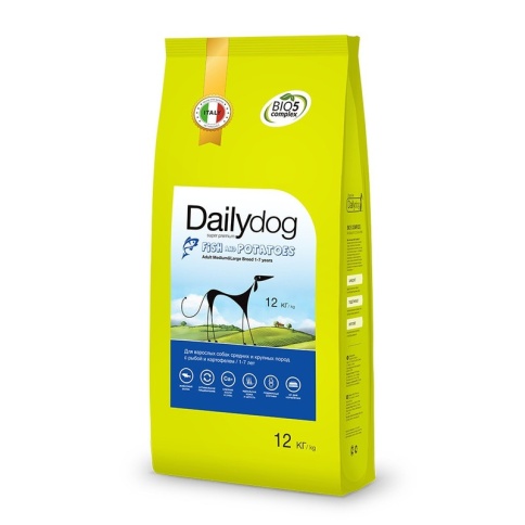 Сухой корм Dailydog Adult Medium Large Breed для собак средних и крупных пород с рыбой и картофелем 12 кг фото 2