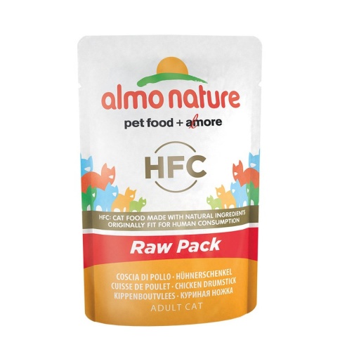 Almo Nature Classic Raw Pack Adult Cat Chicken Drumstick паучи с 75% мяса (куриные бедрышки) для взрослых кошек - 55 г фото 2