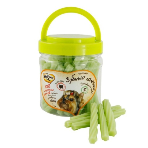 Мнямс лакомство Крученые зубные палочки с зелёным чаем для собак - 340 гр фото 2