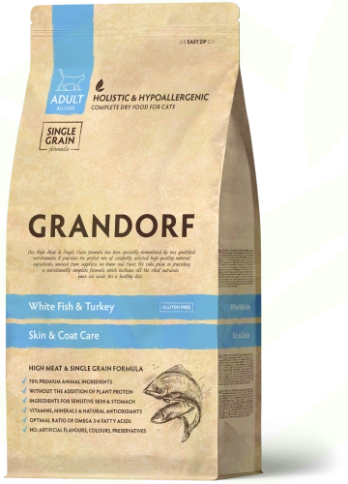 Сухой корм Grandorf Holistic Skin & Coat Care белая рыба с индейкой для взрослых кошек, 2 кг фото 11