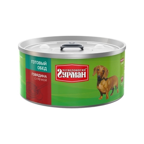 Четвероногий Гурман Готовый обед говядина с гречкой 325 г фото 1