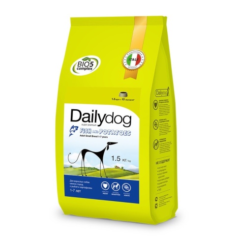 Сухой корм Dailydog Adult Small Breed Fish and Potatoes для взрослых собак мелких и миниатюрных пород с рыбой и картофелем 1.5 кг фото 2