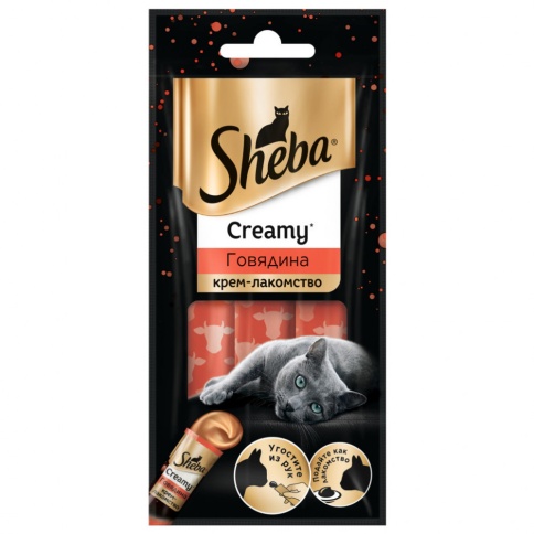 Sheba крем-лакомство для кошек с говядиной - 3 шт 12 г фото 1