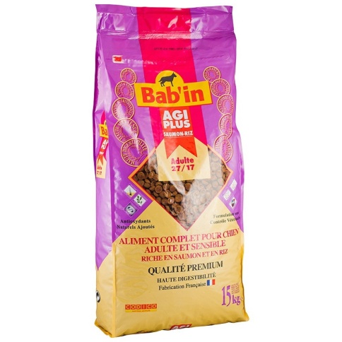 Babin Agi Plus сухой корм для собак с чувствительным пищеварением с лососем и рисом - 15 кг фото 1