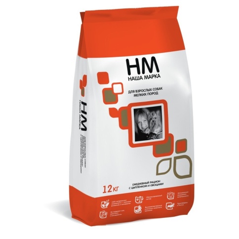 Наша Марка сухой корм для взрослых собак мелких пород с цыплёнком и овощами 12 кг фото 1