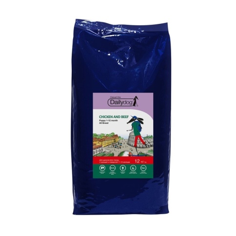 Dailydog Casual Line Puppy All Breed сухой корм для щенков всех пород с курицей и говядиной 12 кг фото 1