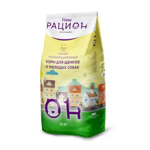 Наш рацион сухой корм для щенков и молодых собак с птицей 3 кг фото 1