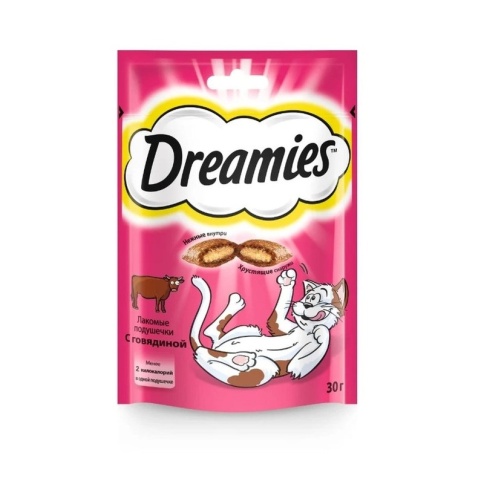 Dreamies лакомые подушечки для кошек с говядиной 30 г фото 2