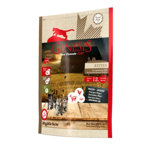 Genesis Pure Canada My Little Farm Kitten для котят, беременных и кормящих взрослых кошек с уткой, козой и курицей - 2.268 кг фото 2
