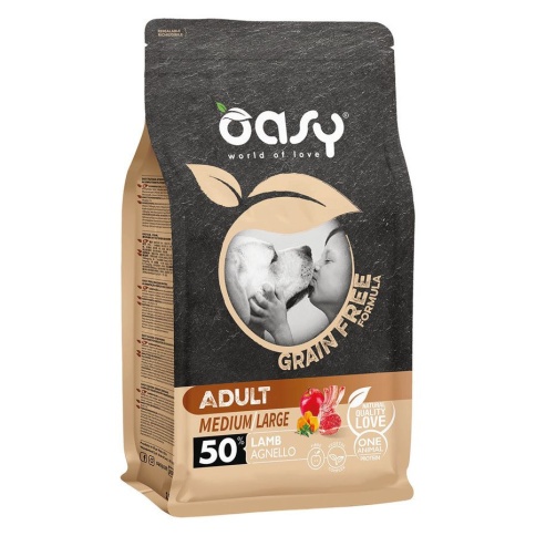Oasy Dry Dog Grain Free Adult Medium сухой беззерновой корм для взрослых собак средних пород с ягненком фото 1