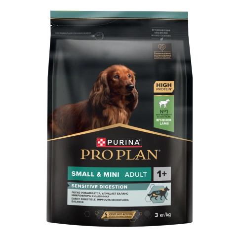 Сухой корм Purina Pro Plan Adult Small & Mini Sensitive Digestion для собак мелких пород, с ягненком, 3 кг фото 1