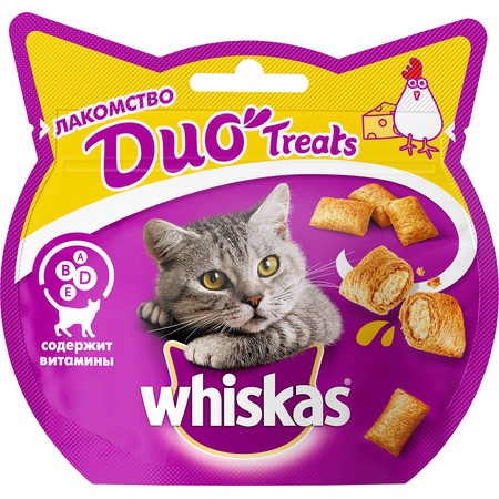 Whiskas Duo лакомство с курицей и сыром для кошек - 40 г фото 1