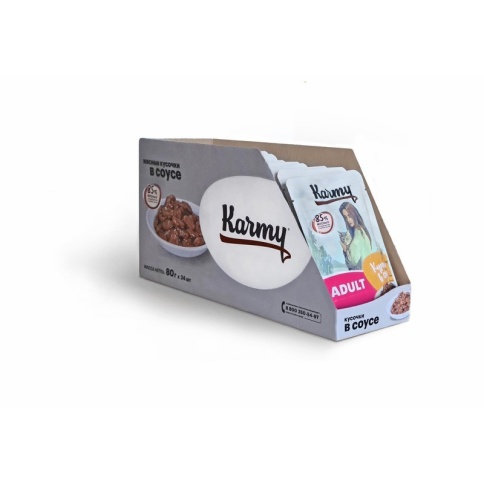 Karmy Adult влажный корм для кошек старше 1 года c курицей в соусе - 80 г фото 1