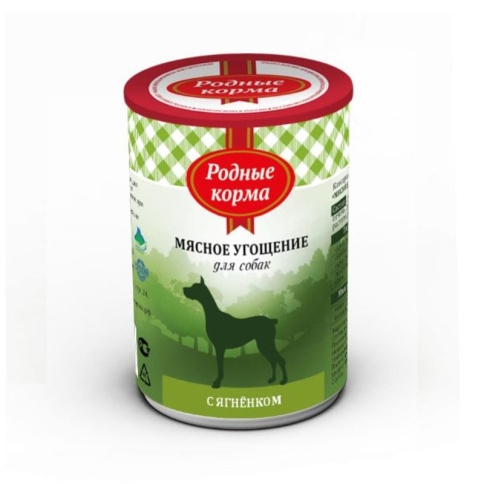 Родные корма Мясное угощение с Ягненком консервы для собак 340 г фото 1