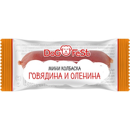 Лакомство Dog Fest мини-колбаска из говядины и оленины для собак - 6 г фото 1