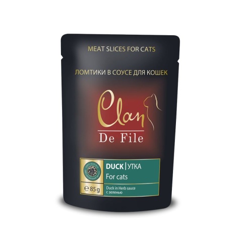 Clan De File влажный корм для кошек с уткой и зеленью в соусе - 85 г фото 1