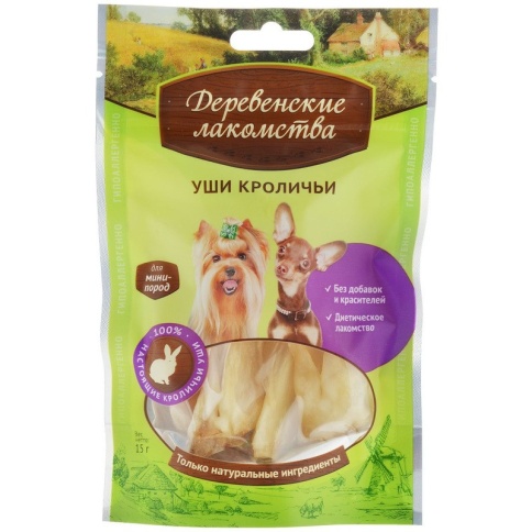 ДЕРЕВЕНСКИЕ ЛАКОМСТВА для мини-пород Уши кроличьи 15 гр фото 2