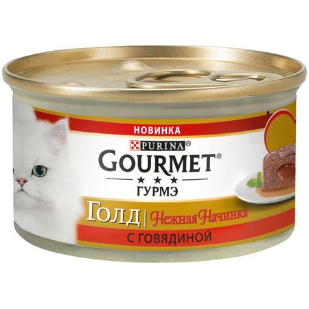 Влажный корм Gourmet Gold Нежная начинка для взрослых кошек с говядиной - 85 г фото 1