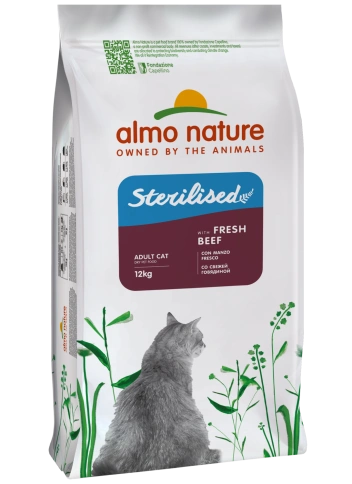 Сухой корм Almo Nature Sterilised, для стерилизованных кошек со cвежей говядиной и коричневым рисом, 12 кг фото 1