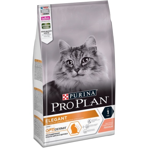 Pro Plan Cat Adult Elegant сухой корм для взрослых кошек для кожи и шерсти с лососем - 1,5 кг фото 2