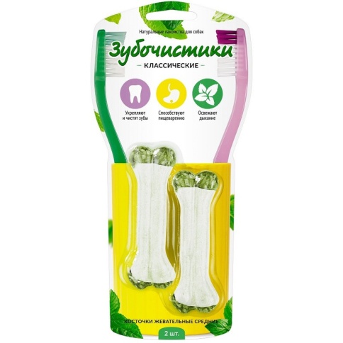 Деревенские лакомства Зубочистки жевательные косточки средние для собак 2 шт фото 2