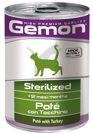 Gemon cat sterilised для кошек паштет с индейкой 400 г фото 1