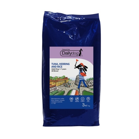 Dailydog Adult All Breed сухой корм для взрослых собак всех пород с тунцом, сельдью и рисом 3 кг фото 2