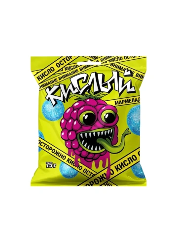 Мармелад со вкусом малины в кислой обсыпке Пак. (75г.) фото 1