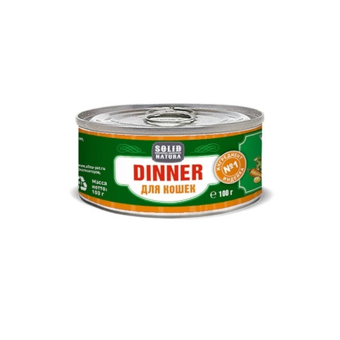 Solid Natura Dinner Индейка влажный корм для кошек в жестяной банке 100 г фото 1