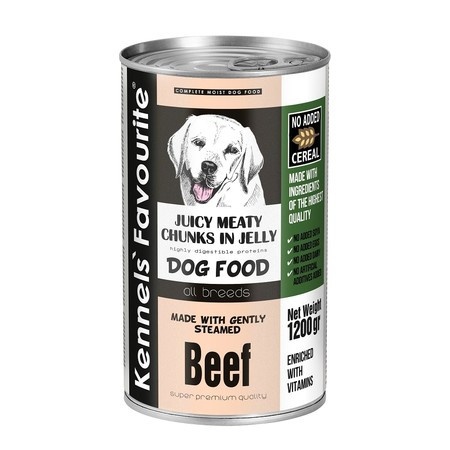 Влажный корм Kennels` Favourite Canned Food Beef для взрослых собак всех пород с кусочками говядины в желе - 1,2 кг фото 1