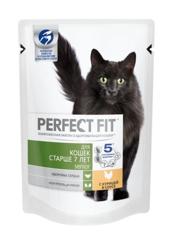 Паучи Perfect Fit Senior для пожилых кошек с курицей в соусе - 85 г фото 1