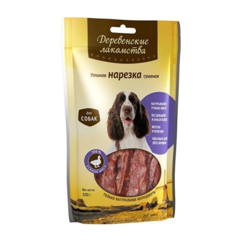 ДЕРЕВЕНСКИЕ ЛАКОМСТВА 100 % Мяса Утиная нарезка сушеная для собак 90 гр фото 2