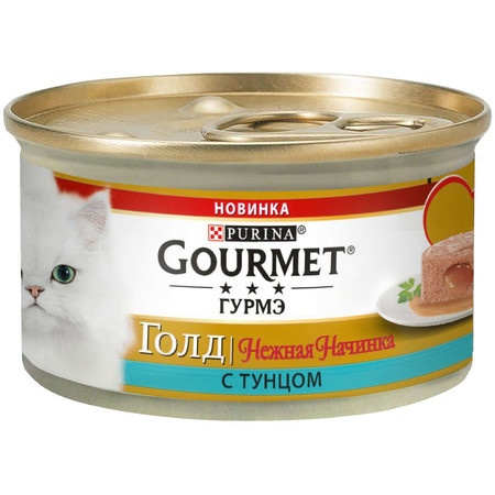 Влажный корм Gourmet Gold Нежная начинка для взрослых кошек с тунцом - 85 г фото 1