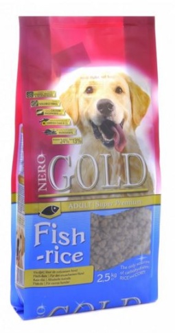 Корм для взрослых собак Nero gold fish&rice 24/13 рыбный коктейль, рис и овощи - 12 кг фото 1