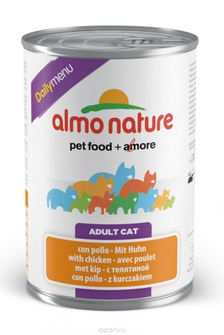 Almo Nature Daily Menu Adult Cat Chicken консервы для взрослых кошек меню с курицей - 400 г фото 1