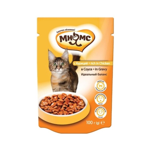 Мнямс паучи Идеальный баланс с курицей в соусе для взрослых кошек - 100 г фото 2