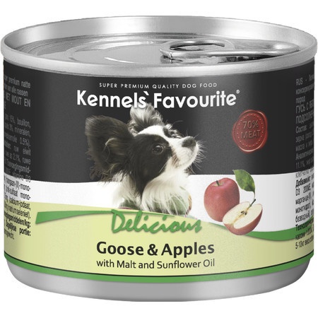 Влажный корм Kennels` Favourite Goose & Apples для взрослых собак всех пород с гусем и яблоком - 200 г фото 1