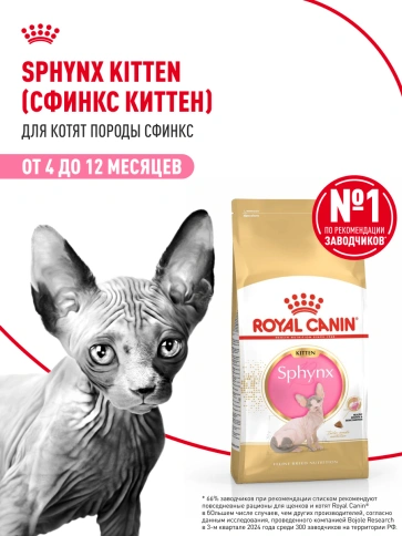 Сухой Корм Royal Canin KITTEN SPHYNX (КИТТЕН СФИНКС) Birth & GrowthСпециальное питание для кошек породы сфинкс в возрасте от 4  до 12 месяцев, 2 кг фото 12
