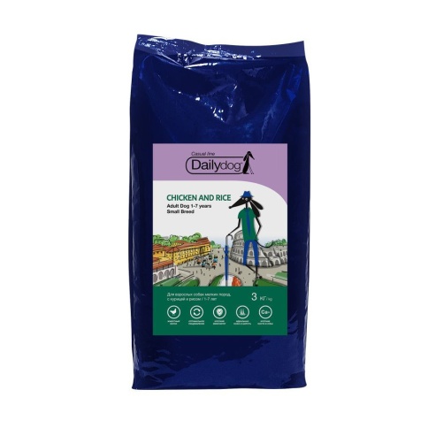 Dailydog Casual Dog Adult Small Chicken and Rice сухой корм для взрослых собак мелких пород с курицей и рисом - 3 кг фото 1