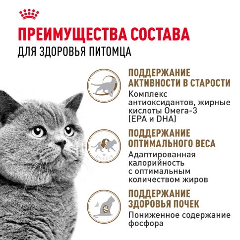 Сухой Корм Royal Canin AGEING STERILISED 12+ (ЭЙДЖИНГ СТЕРИЛАЙЗД 12+)Питание для стерилизованных кошек и кастрированных котов старше 12 лет, 2 кг фото 3