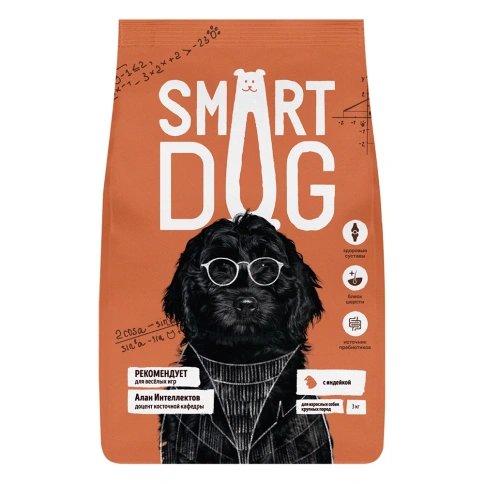 Сухой корм Smart Dog для взрослых собак крупных пород с чувствительным пищеварением, с индейкой, 3 кг фото 1