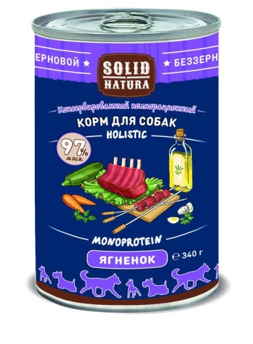Solid Natura Holistic с ягненком для собак 340 г фото 1