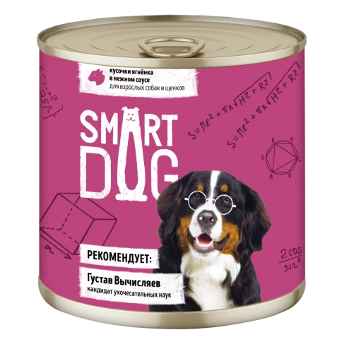 Влажный корм Smart Dog для для взрослых собак и щенков, кусочки ягненка в нежном соусе, 85 г фото 1
