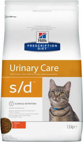 Hill's Prescription Diet s/d Urinary Care корм для кошек диета для поддержания здоровья мочевыводящих путей курица 1,5 кг фото 1
