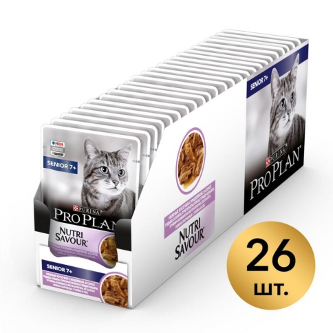 Влажный корм Purina Pro Plan Nutri Savour для взрослых кошек старше 7 лет с индейкой в соусе - 85 г фото 2