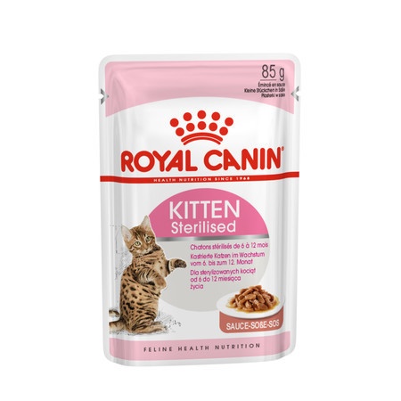 Влажный корм Royal Canin Kitten Sterilised для котят кусочки в соусе в паучах - 85 г фото 1