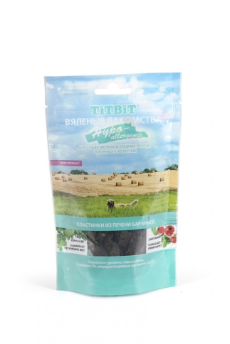 Titbit вяленые лакомства пластинки из печени бараньей Hypoallergenic 60 г фото 1